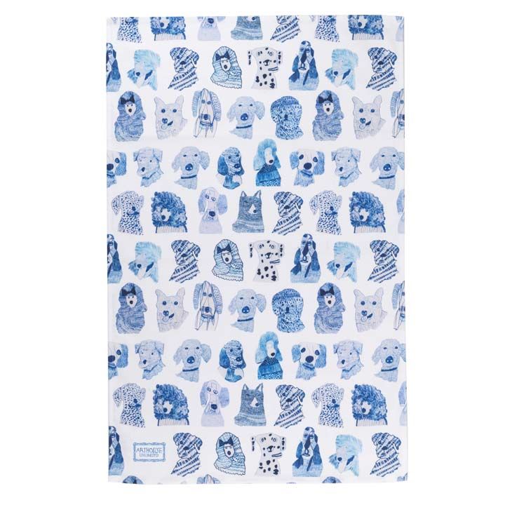 Blue Dogs 100% Organic Cotton Tea Towel
